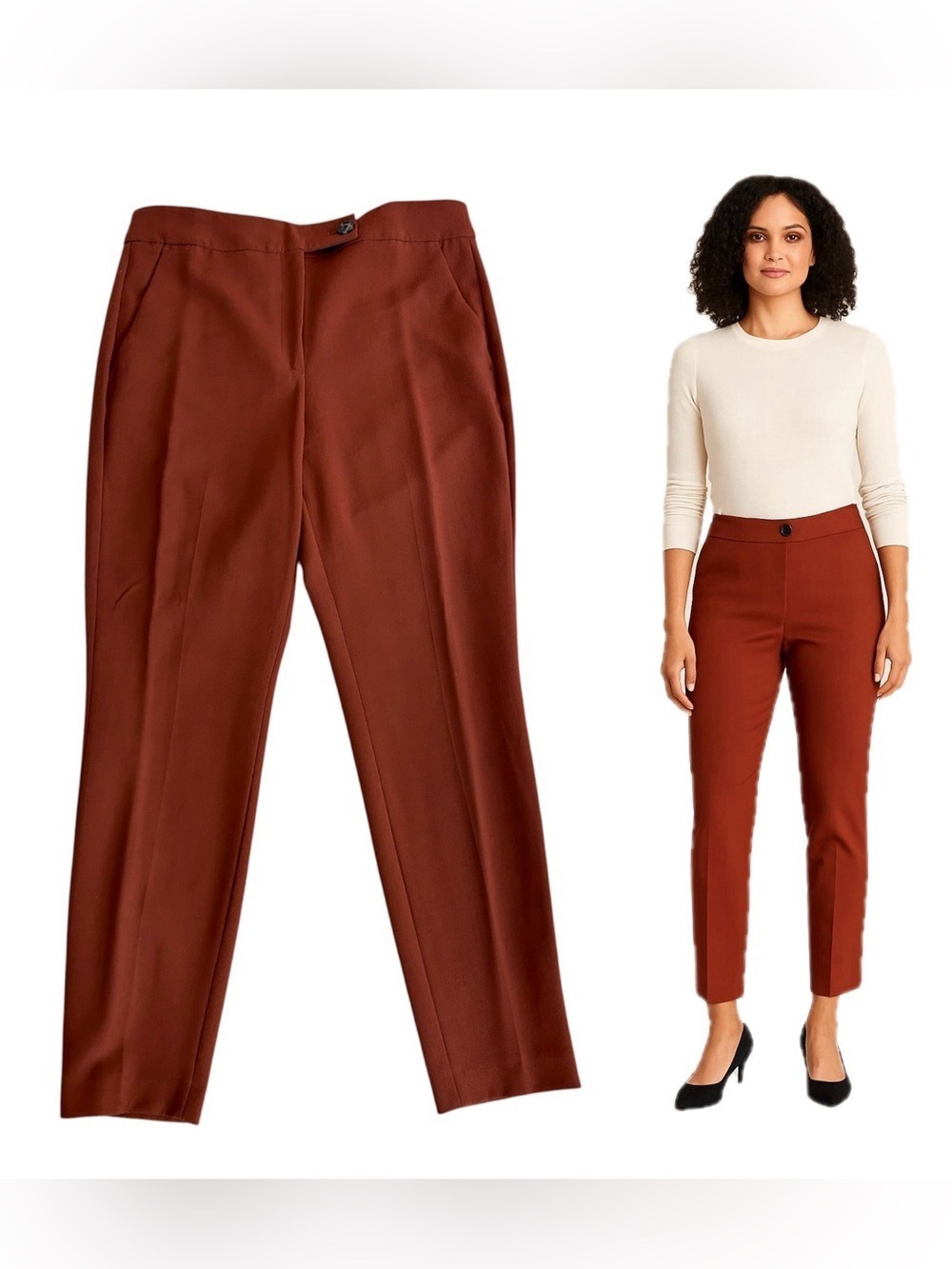 Tailored Straight-Leg Women’s Pants in Rust